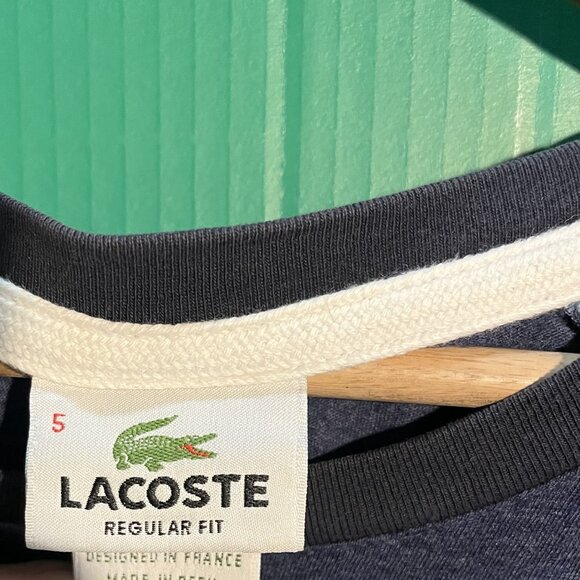 Lacoste Regular Fit Colorblock T-Shirt Men’s Size 5 – Navy Gray Peru - Picture 4 of 5